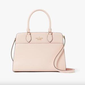 madison saffiano med satchel- conch pink